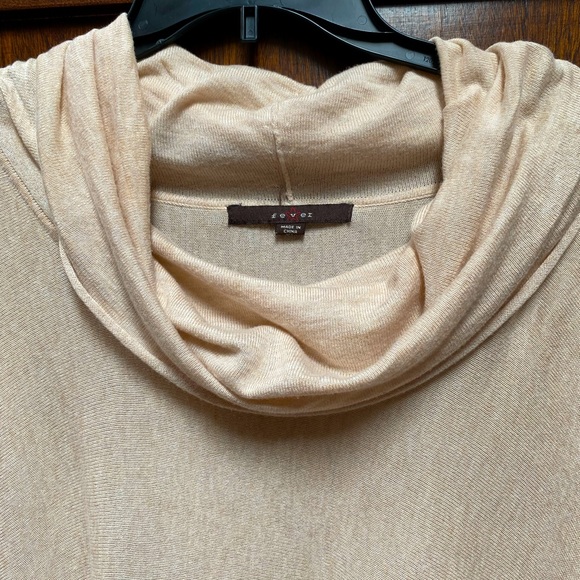 Cowl-neck collar/off-shoulder bat-wing sweater in cream. - Picture 6 of 6